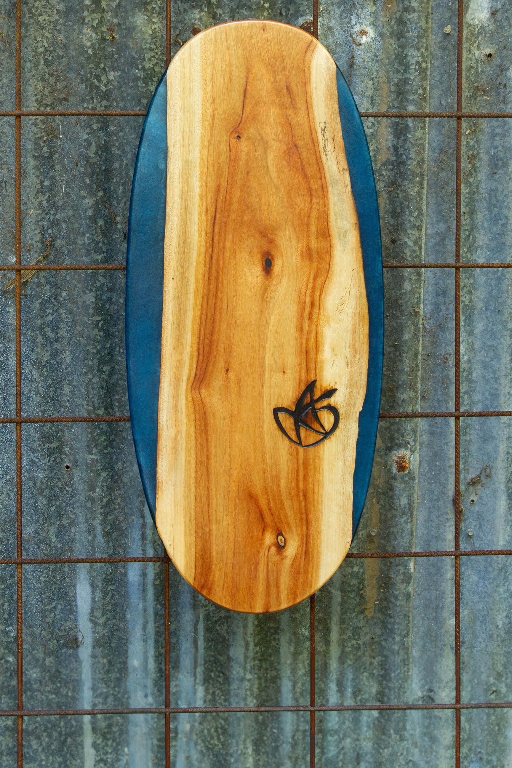 Handmade wooden Balance Board with resin artwork